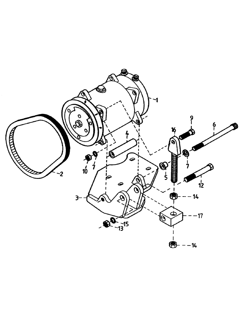 Схема запчастей Case IH 7000 - (A13-06) - AIR CONDITIONER COMPRESSOR, MOUNT AND BELT, 6CT Mainframe & Functioning Components