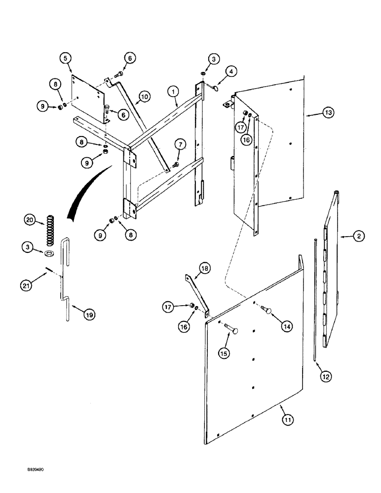 Схема запчастей Case IH 2022 - (9F-08) - RIGHT-HAND SIDE WHEEL SHIELDS, 2022 COTTON PICKER, USED WITH ROD PANEL LATCH (12) - CHASSIS