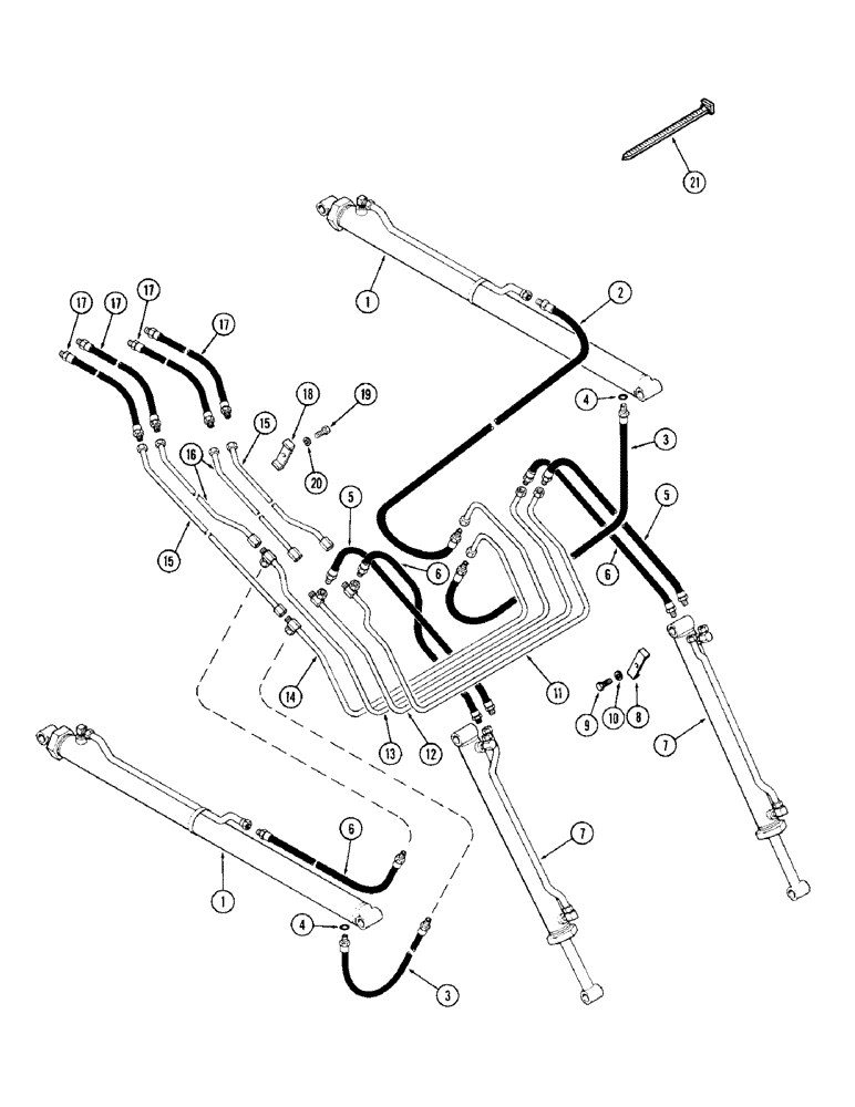 Схема запчастей Case IH 65 - (32) - HYDRAULIC TUBES AND HOSE ASSEMBLY, USED PRIOR TO SN 1611964 (35) - HYDRAULIC SYSTEMS