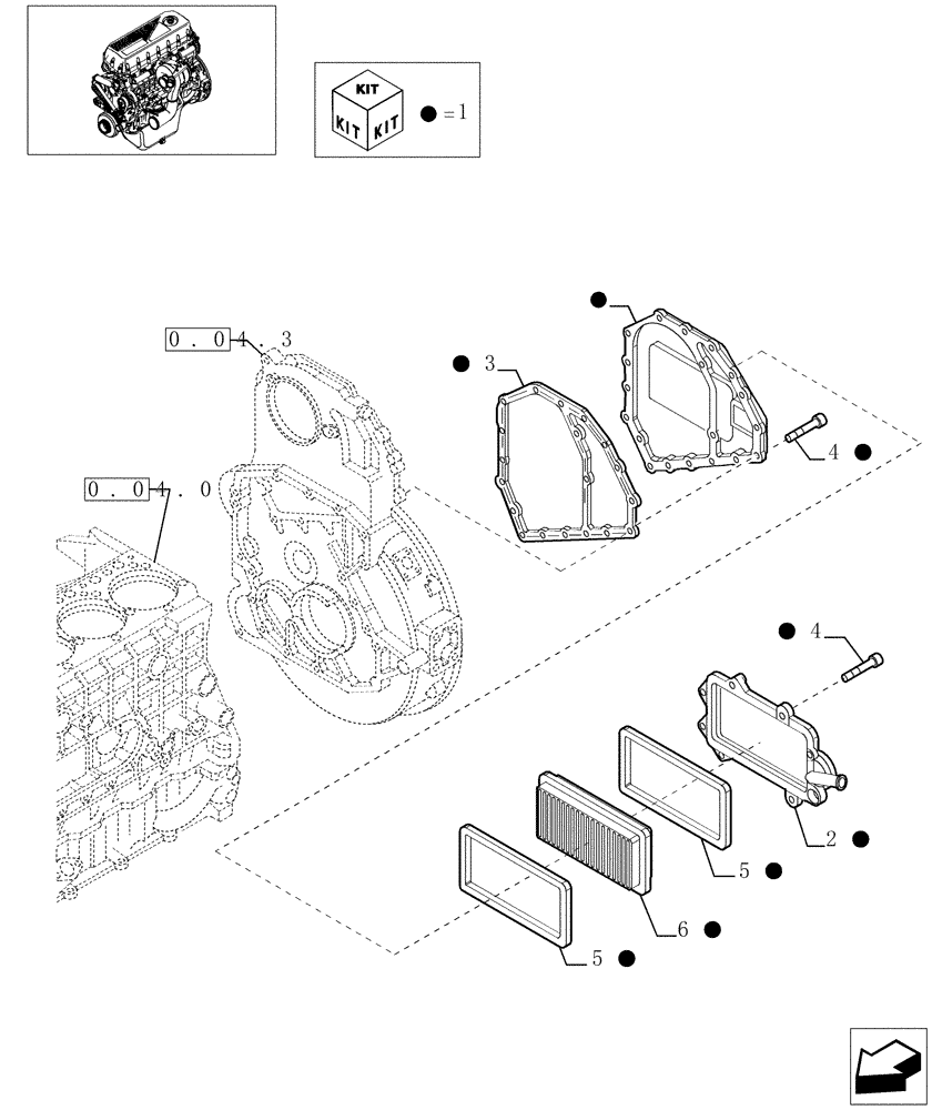 Схема запчастей Case IH F2BE0684A B003 - (0.04.5[01]) - ENGINE BREATHERS (500383034) 