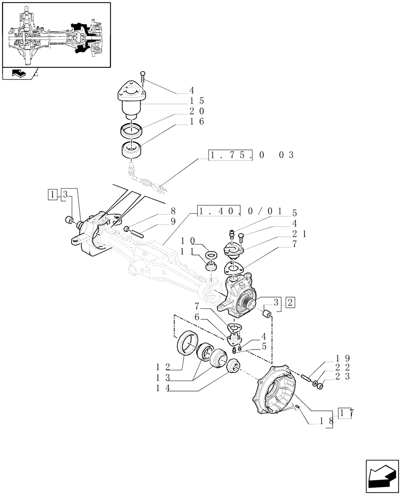 Схема запчастей Case IH PUMA 210 - (1.40.0/02) - FRONT AXLE - STEERING AXLES - HUBS (04) - FRONT AXLE & STEERING