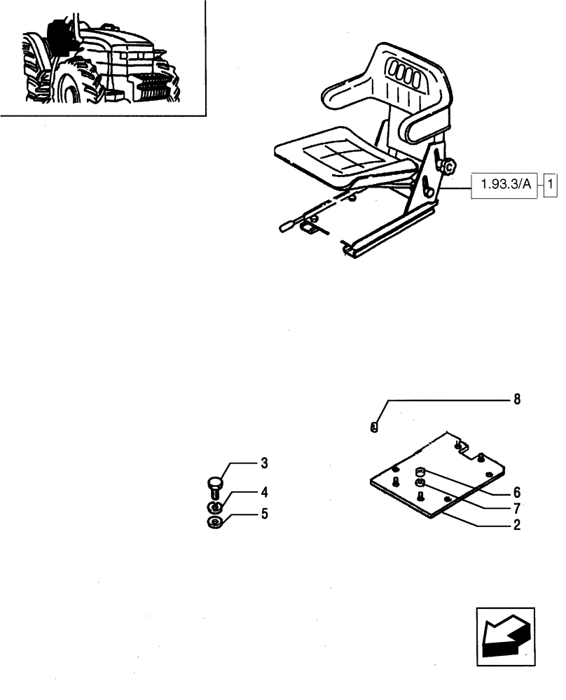 Схема запчастей Case IH JX95 - (1.93.3) - SEAT, SUPPORT (10) - OPERATORS PLATFORM/CAB