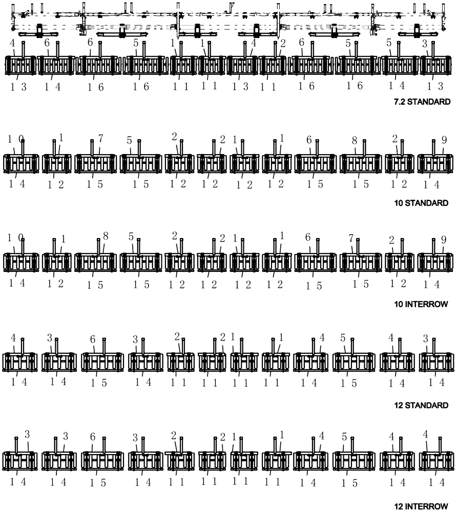 Схема запчастей Case IH 400 - (75.200.14) - GANG FRAME PARTS LAYOUT 57 (75) - SOIL PREPARATION
