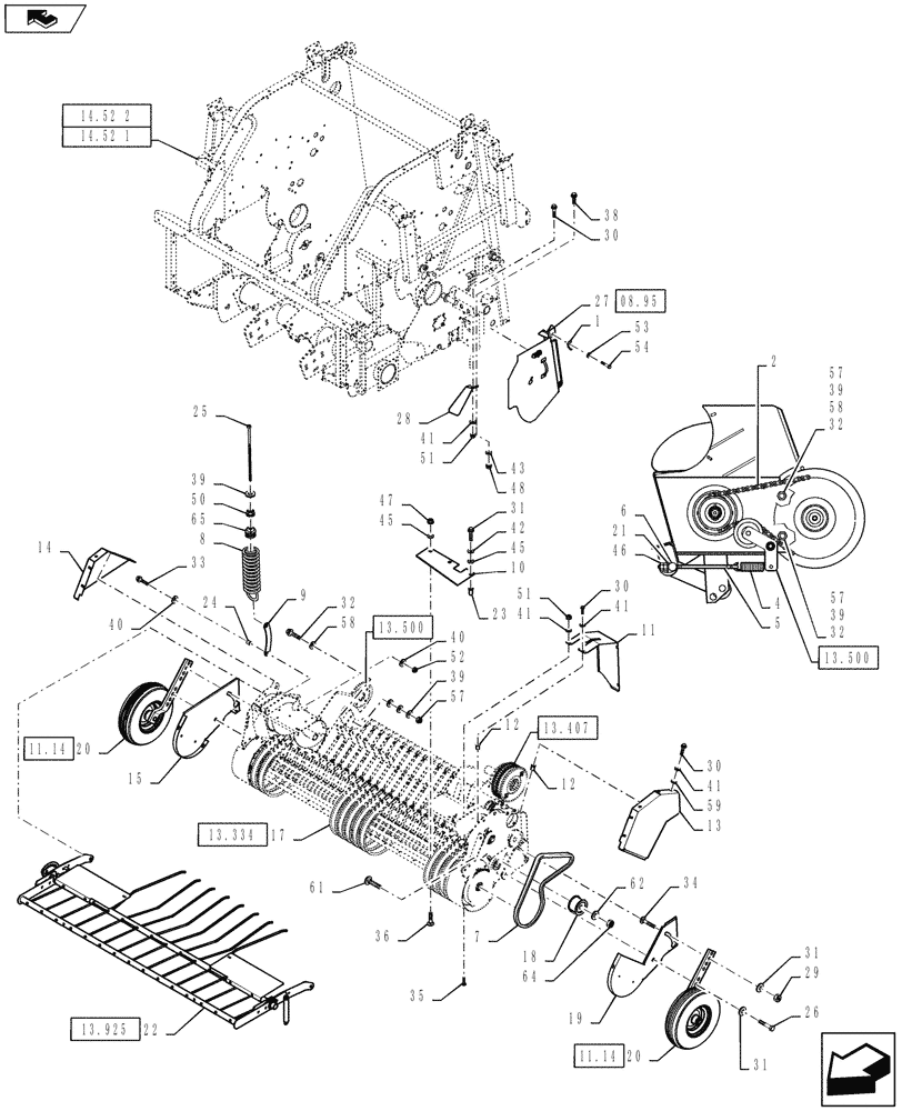 Схема запчастей Case IH RB454 - (13.340) - 1.8M DUAL CAM WIDE PICKUP & STUFFER FEEDER, NORTH AMERICA (13) - FEEDER