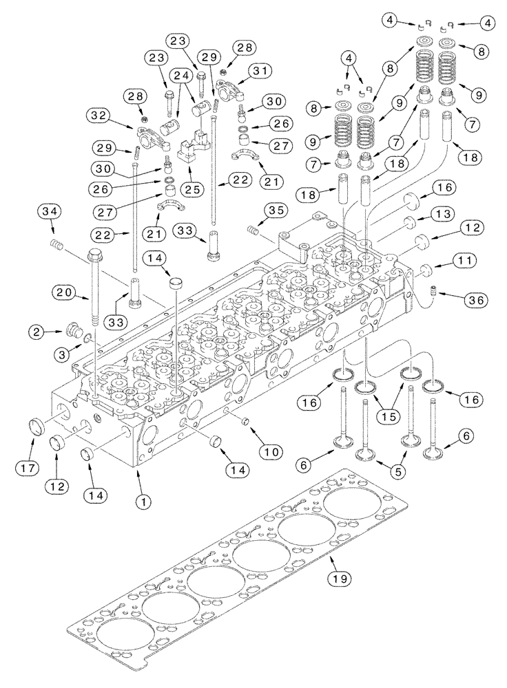 Схема запчастей Case IH FLX3330B - (02-014) - CYLINDER HEAD - VALVE MECHANISM (FLX3300B CASE ENGINE) (01) - ENGINE