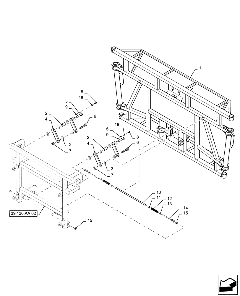 Схема запчастей Case IH 4430 - (39.130.03) - CENTER SECTION MAST, 90/100 BOOM (39) - FRAMES AND BALLASTING
