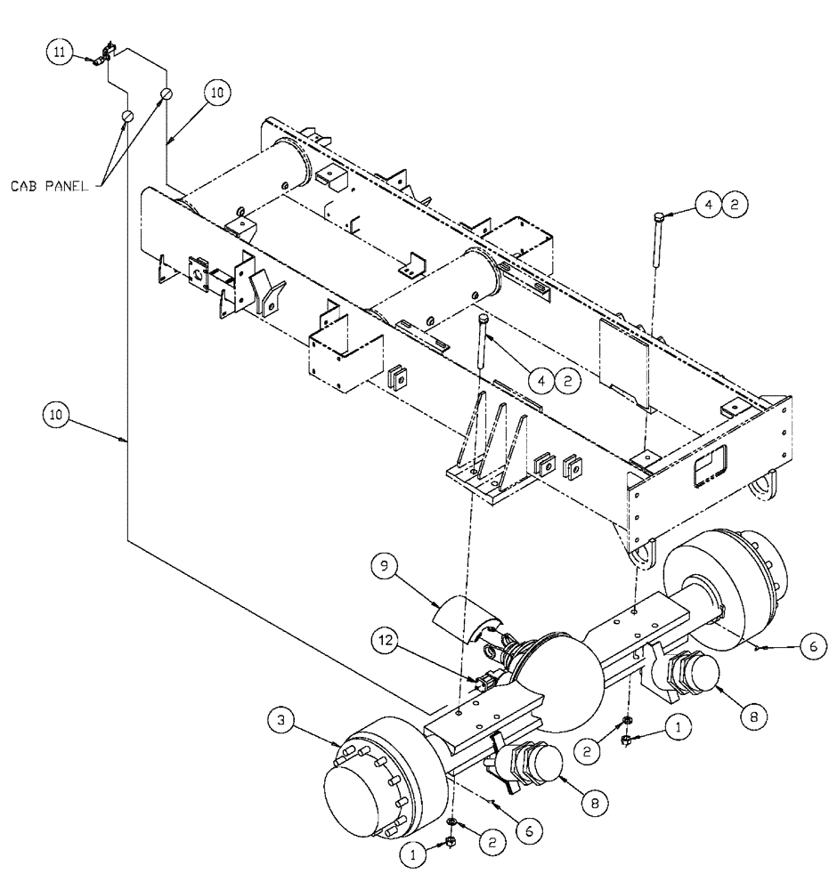 Схема запчастей Case IH FLX3300B - (04-003) - REAR AXLE GROUP Frame & Suspension
