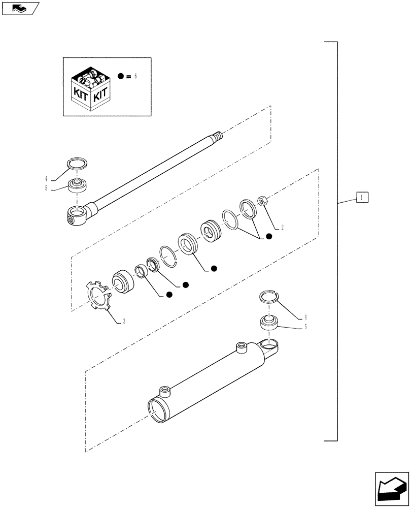 Схема запчастей Case IH PUMA 130 - (41.216.05) - CL.3 FRONT AXLE - HYDRAULIC STEERING CYLINDER - BREAKDOWN (41) - STEERING