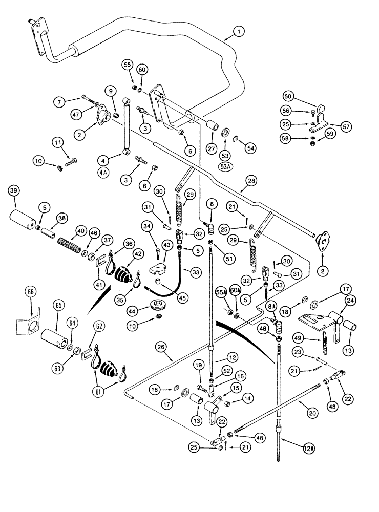 Схема запчастей Case IH 1835C - (7-16) - PARKING LATCH AND SEAT BAR USED ON MODELS WITH SINGLE SEAT BAR (07) - BRAKES