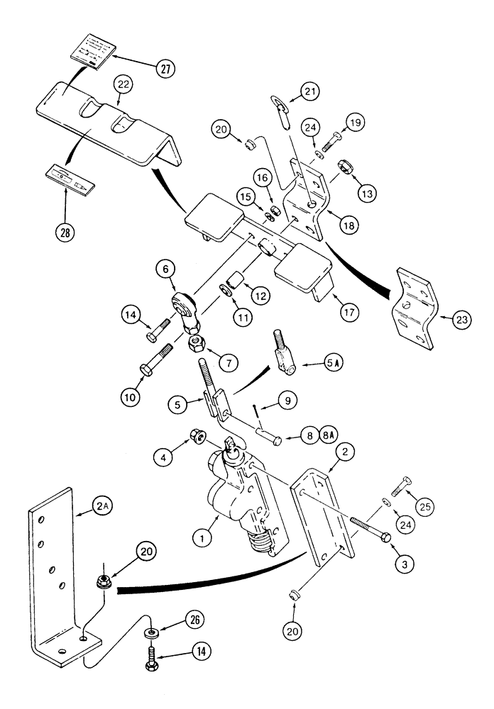 Схема запчастей Case IH 1835C - (8-62) - AUXILLIARY CONTROL VALVE AND PEDAL MOUNTING USED ON MODELS WITH HAND OPERATED LOADER CONTROLS (08) - HYDRAULICS