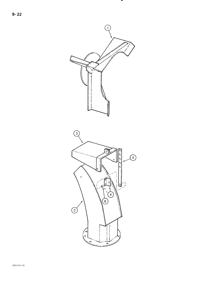 Схема запчастей Case IH 70 - (9-22) - FAN, SPOUT AND DEFLECTOR (09) - CHASSIS