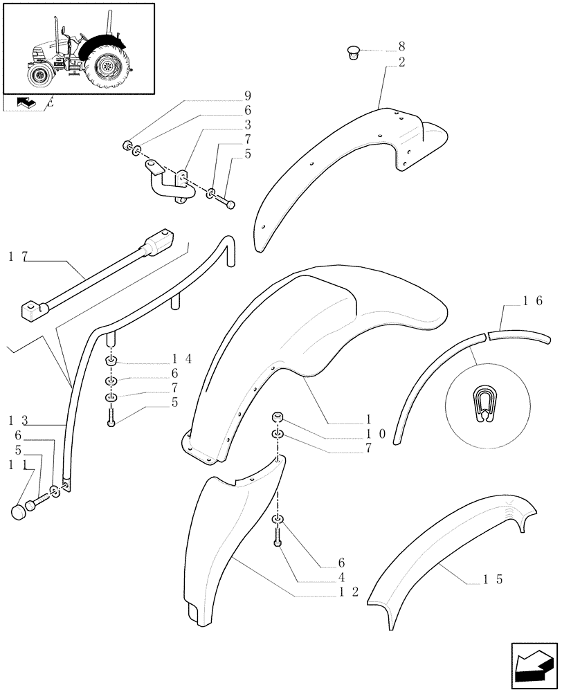 Схема запчастей Case IH FARMALL 95 - (1.92.87[02]) - MUDGUARDS AND FOOTBOARDS - L/CAB (10) - OPERATORS PLATFORM/CAB