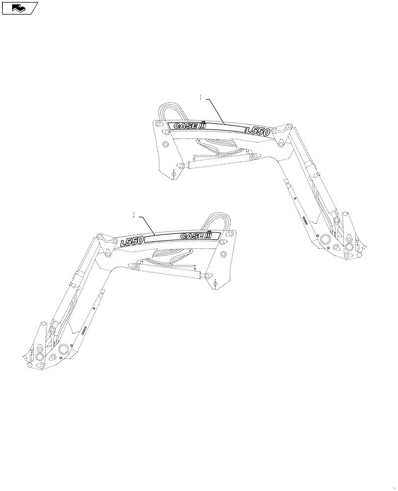 Схема запчастей Case IH L580 - (90.108.01) - DECALS (90) - PLATFORM, CAB, BODYWORK AND DECALS