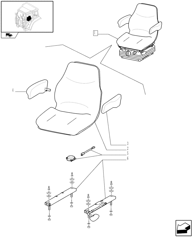 Схема запчастей Case IH FARMALL 85U - (1.93.3/ A[01]) - SEAT - BREAKDOWN (10) - OPERATORS PLATFORM/CAB