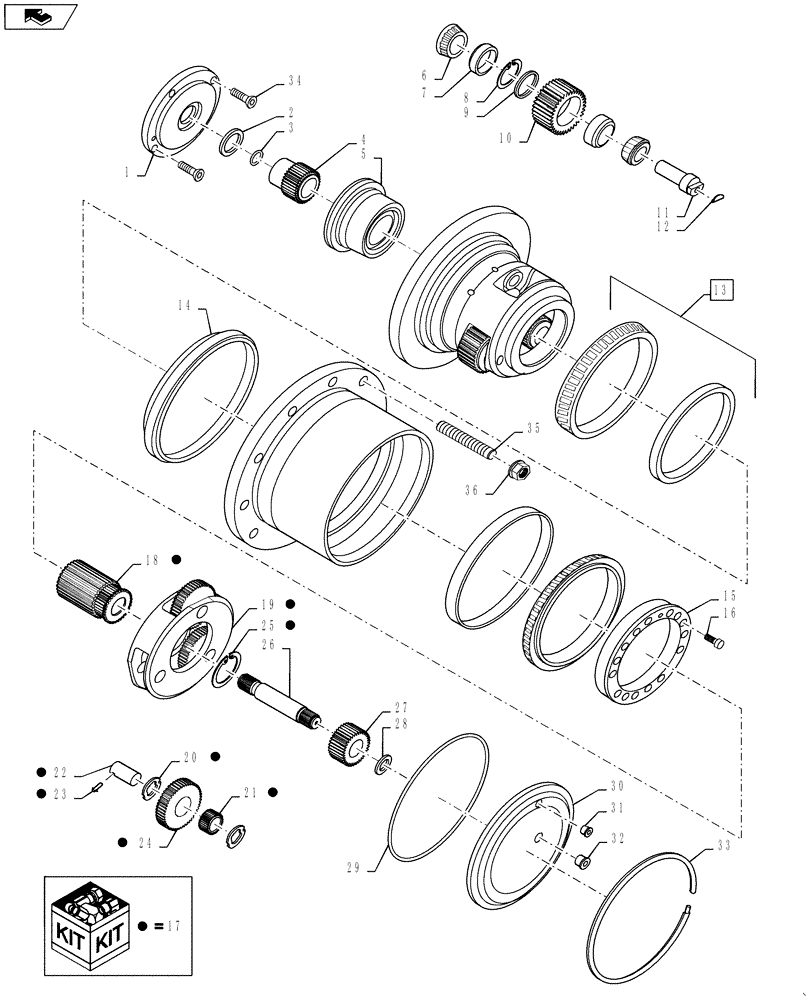 Схема запчастей Case IH 4430 - (29.240.02) - FRONT PLANETARY GEARBOX, 21:1 RATIO (29) - HYDROSTATIC DRIVE