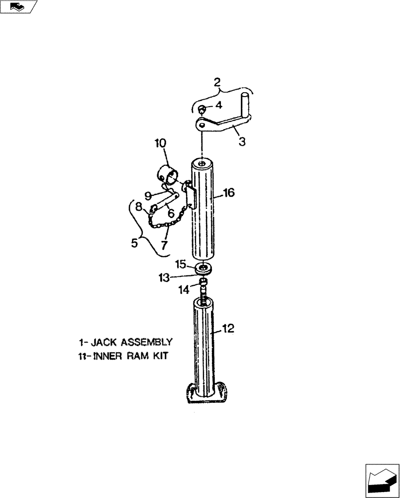 Схема запчастей Case IH TIGER-TWO - (39.110.01) - JACK ASSY (39) - FRAMES AND BALLASTING