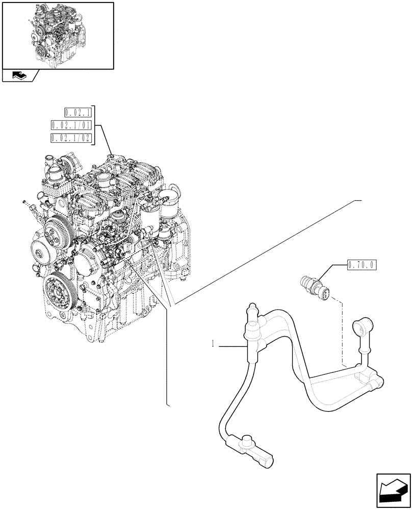 Схема запчастей Case IH FARMALL 60 - (0.17.3) - CONNECTIONS CABLE FOR ENGINE INJECTION (01) - ENGINE