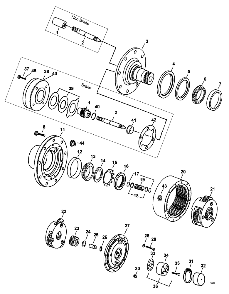 Схема запчастей Case IH SPX3150 - (122) - HUB, WHEEL AND TIRES, HUB ASSEMBLY, MODEL 8, SPX3185 (44) - WHEELS