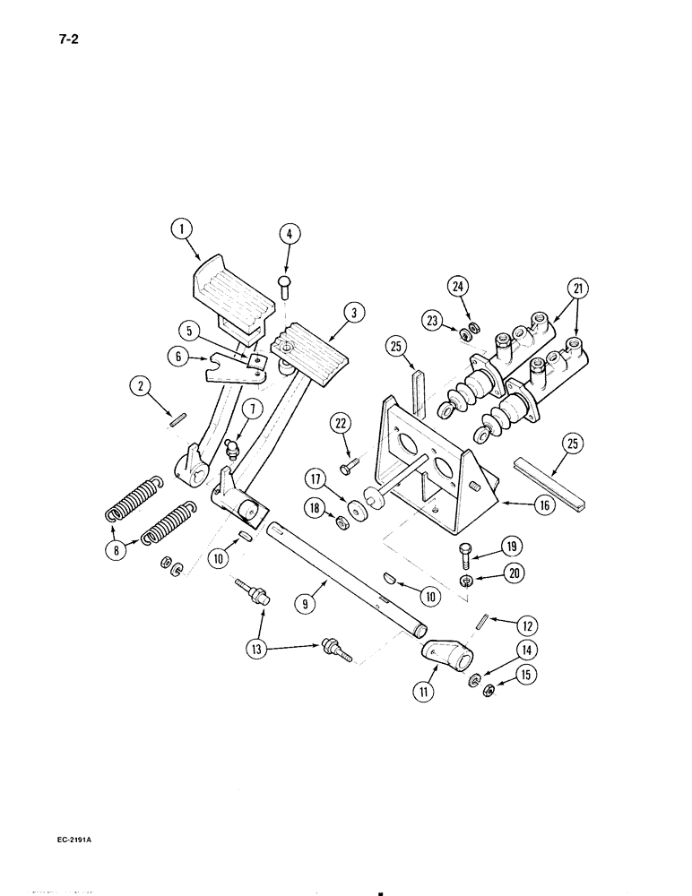 Схема запчастей Case IH 695 - (7-02) - BRAKE PEDALS, TRACTOR WITHOUT CAB (07) - BRAKES