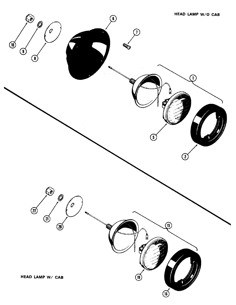 Схема запчастей Case IH 870 - (103C) - LIGHTING EQUIPMENT, HEAD LAMPS, WITHOUT CAB (04) - ELECTRICAL SYSTEMS