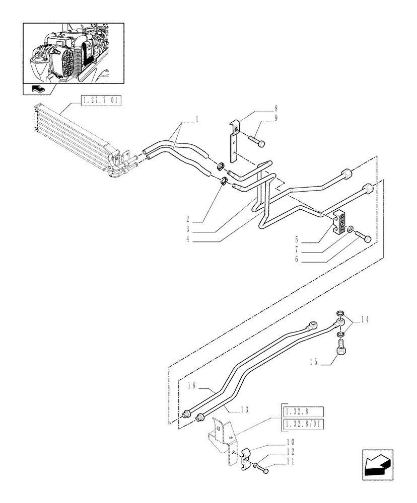 Схема запчастей Case IH FARMALL 75N - (1.27.7[02]) - PUMP AND OIL COOLER - PIPES (VAR.335823-336823 / 743524; VAR.334823) (03) - TRANSMISSION