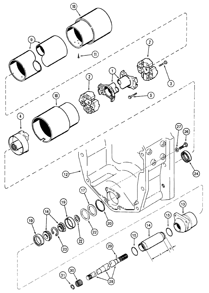 Схема запчастей Case IH 7210 - (6-066) - FRONT AXLE DRIVE SHAFT, MFD TRACTOR (06) - POWER TRAIN