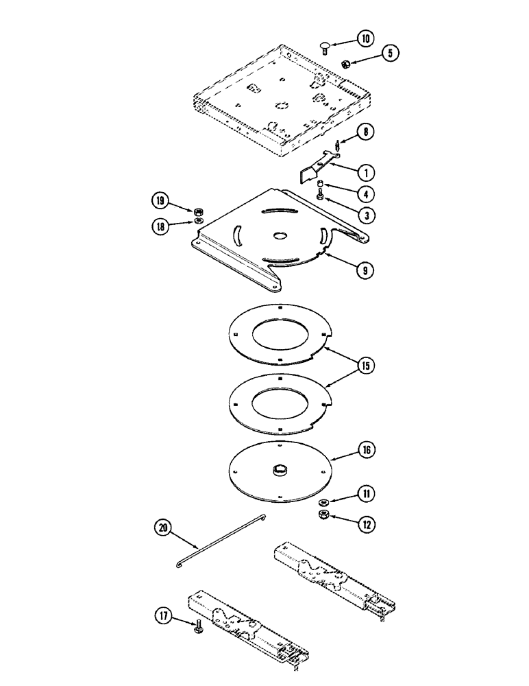 Схема запчастей Case IH 1896 - (9-388) - SEAT SWIVEL KIT (09) - CHASSIS/ATTACHMENTS