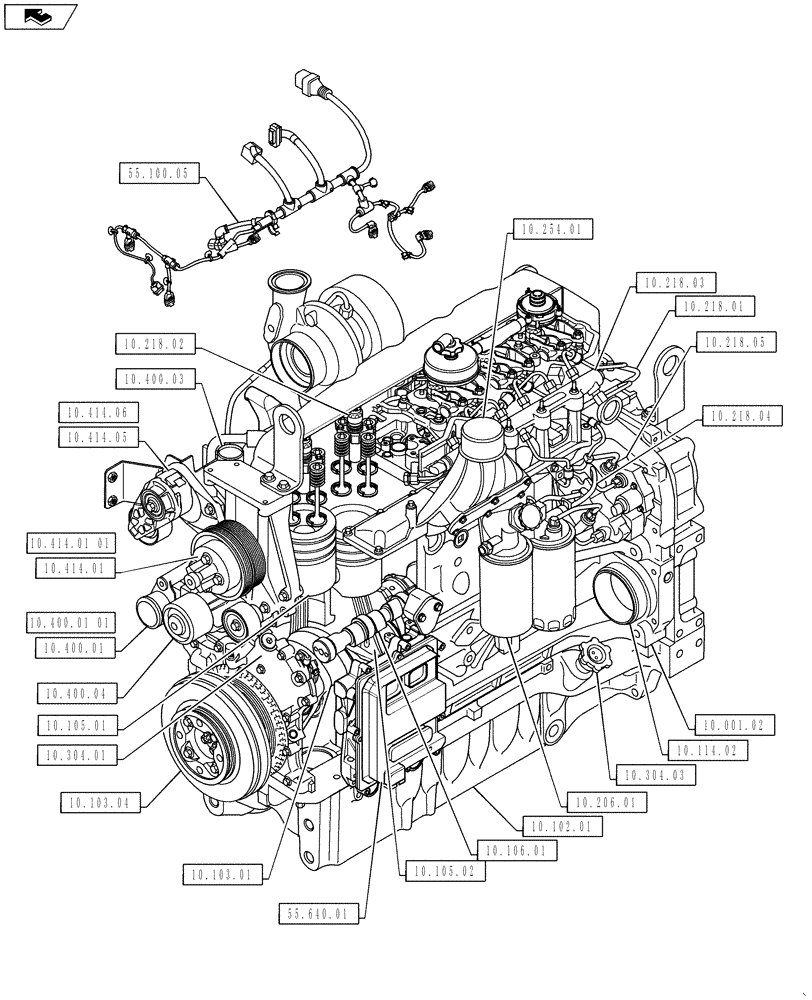 Схема запчастей Case IH F4DFE613B A004 - (10.000.00[02]) - PICTORIAL INDEX - ENGINE (10) - ENGINE