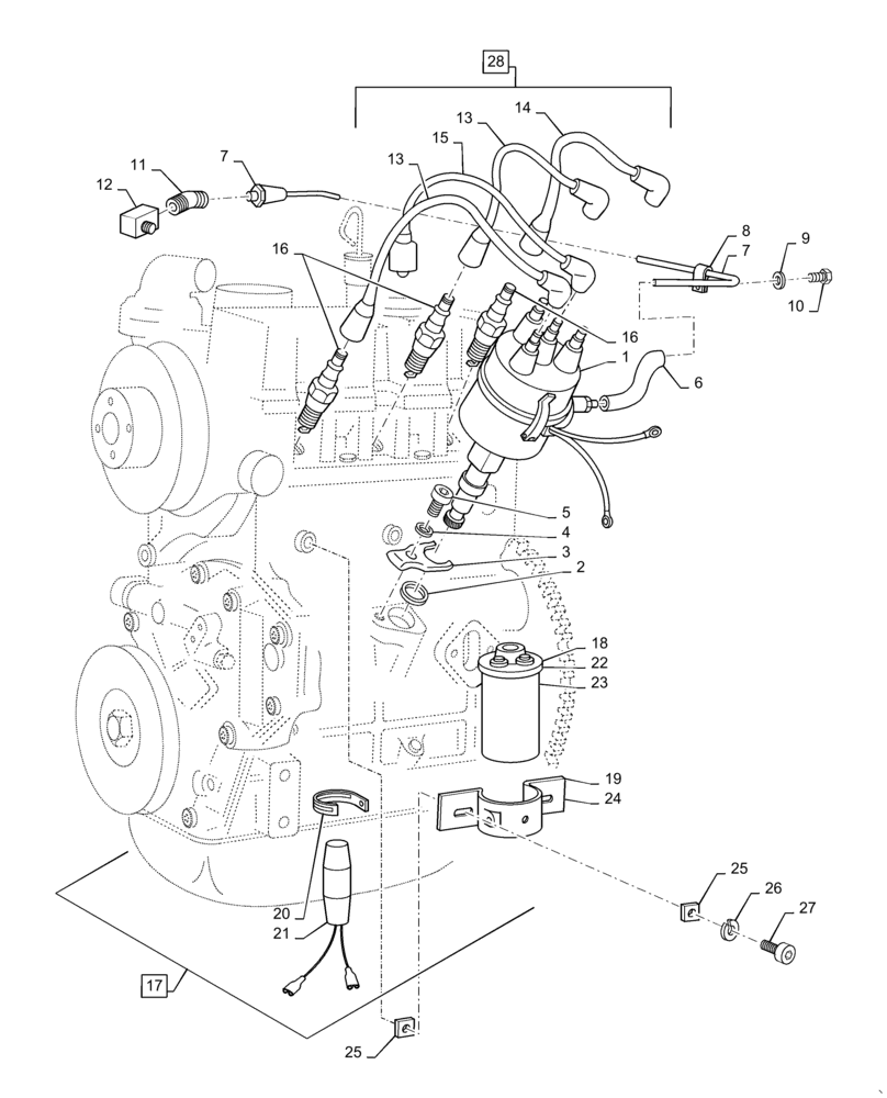 Схема запчастей Case IH 1835C - (3-24) - IGNITION SYSTEM, TM-20 GASOLINE ENGINE (03) - FUEL SYSTEM