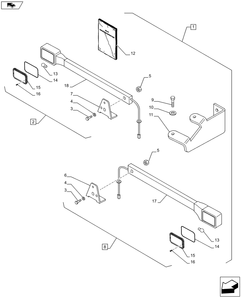 Схема запчастей Case IH PUMA 200 - (88.055.06) - DIA KIT - EXTREMITY LIGHTS (88) - ACCESSORIES