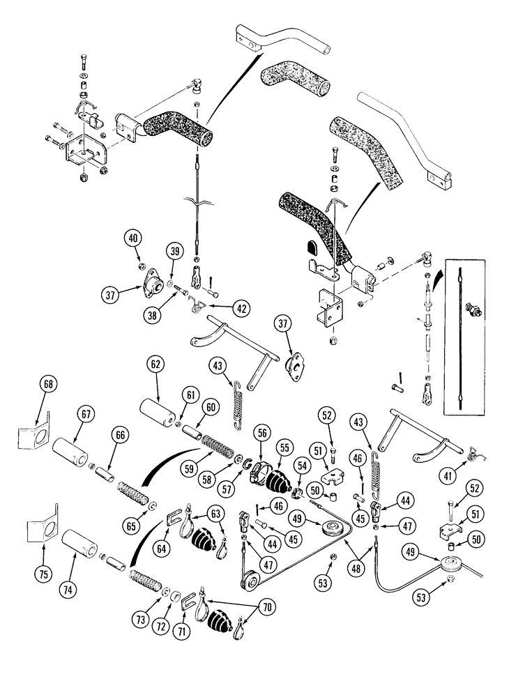 Схема запчастей Case IH 1835C - (7-10) - PARKING LATCH AND SEAT BARS USED ON MODELS WITH DUAL SEAT BARS AND ONE PULLEY PER SIDE (07) - BRAKES