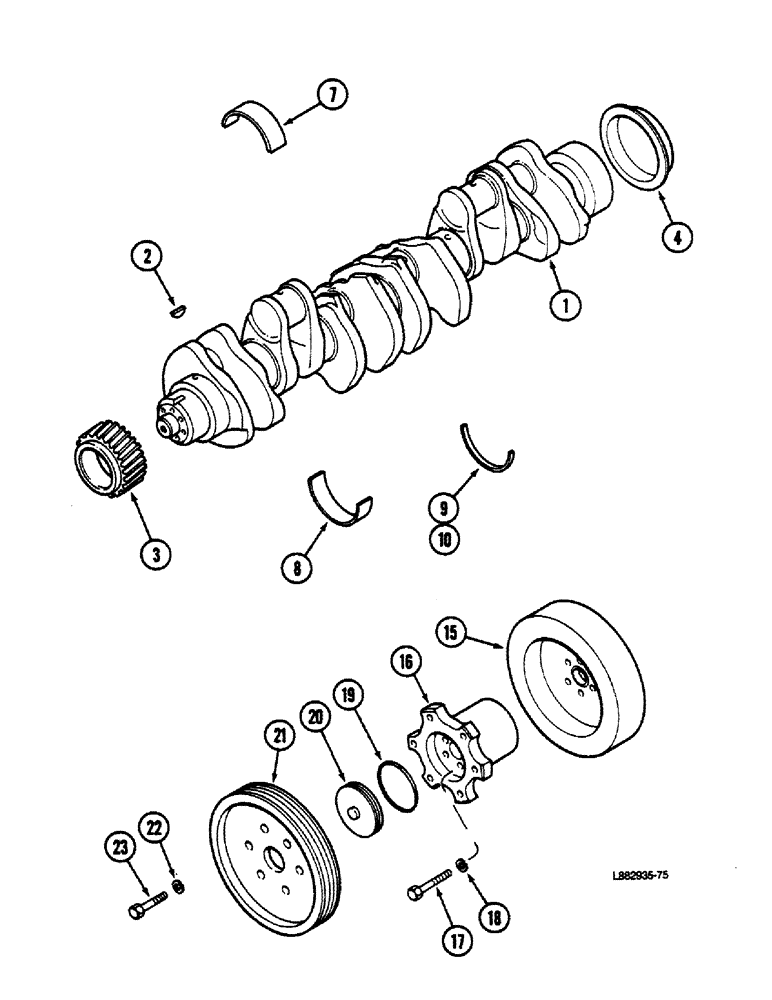 Схема запчастей Case IH 9150 - (2-56) - CRANKSHAFT, L-10 ENGINE (02) - ENGINE