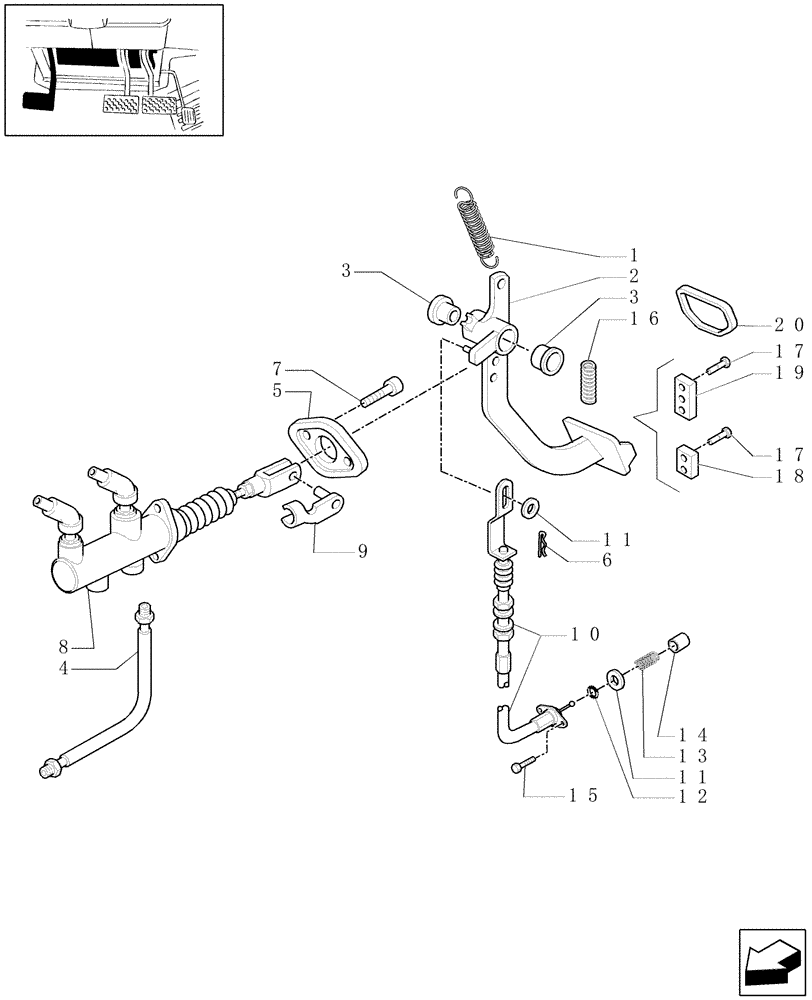 Схема запчастей Case IH MAXXUM 110 - (1.95.2[01]) - TRANSMISSION 12X12 - CLUTCH PEDAL (10) - OPERATORS PLATFORM/CAB