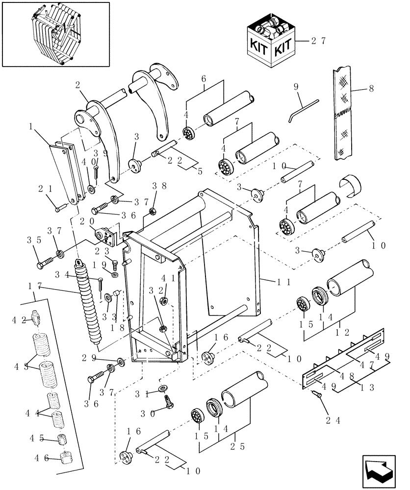 Схема запчастей Case IH RBX443 - (14.80) - TAILGATE, SPRING & BELTS (14) - BALE CHAMBER