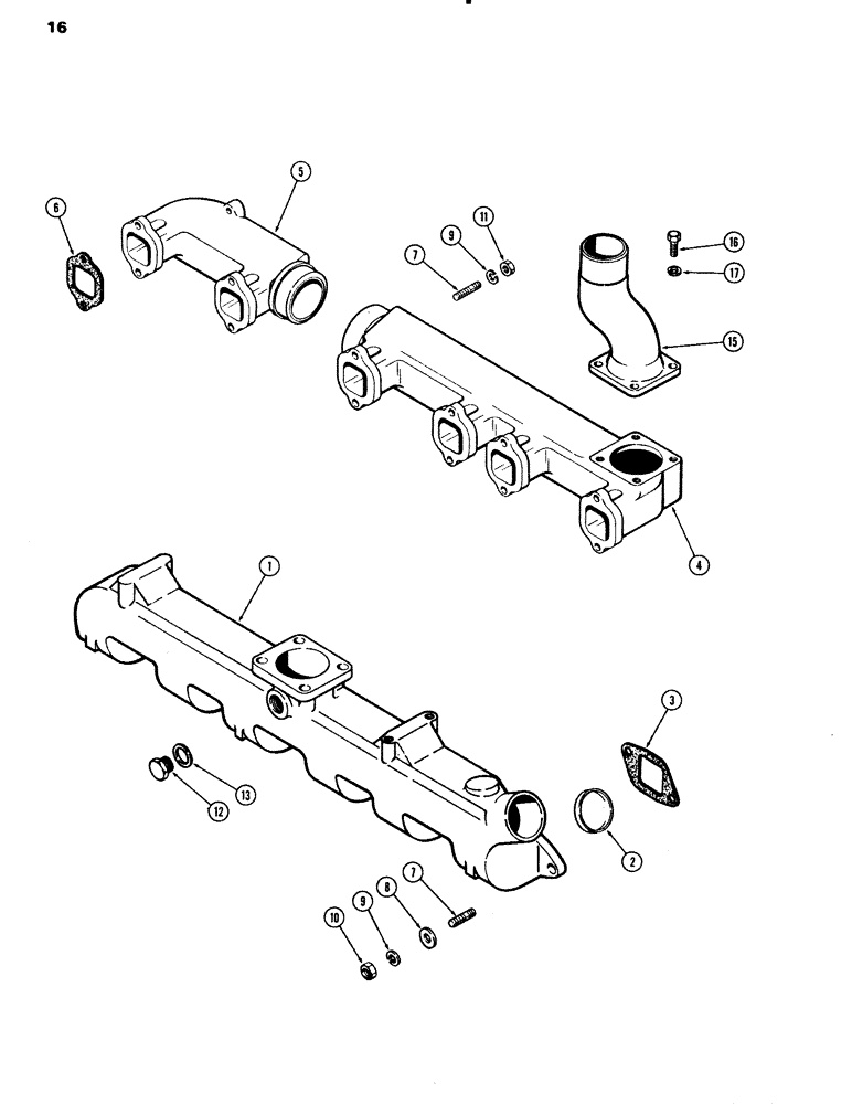Схема запчастей Case IH 504BD - (016) - MANIFOLDS, ENGINE LESS FUEL DEVICE, 504BD AND 451BD NATURALLY ASPIRATED ENGINES (02) - ENGINE