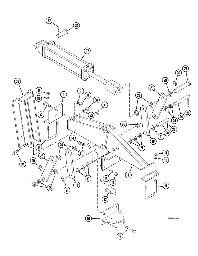 Схема запчастей Case IH 5800 - (9-34) - REAR WING LIFT HINGE AND CYLINDER MOUNTING, FLAT FOLD - (09) - CHASSIS/ATTACHMENTS