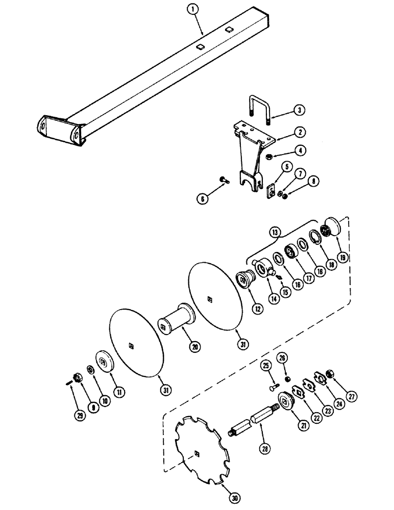 Схема запчастей Case IH E30 - (034) - FRONT LEFT WING GANG, 9 INCH (228.6 MM) SPACING, MODEL 9-306 