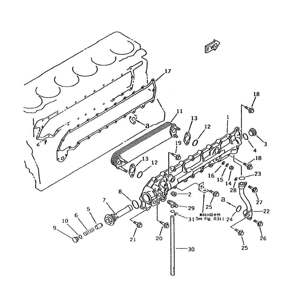 Схема запчастей Case IH 7700 - (C01-23) - OIL COOLER (KOMATSU) Engine & Engine Attachments