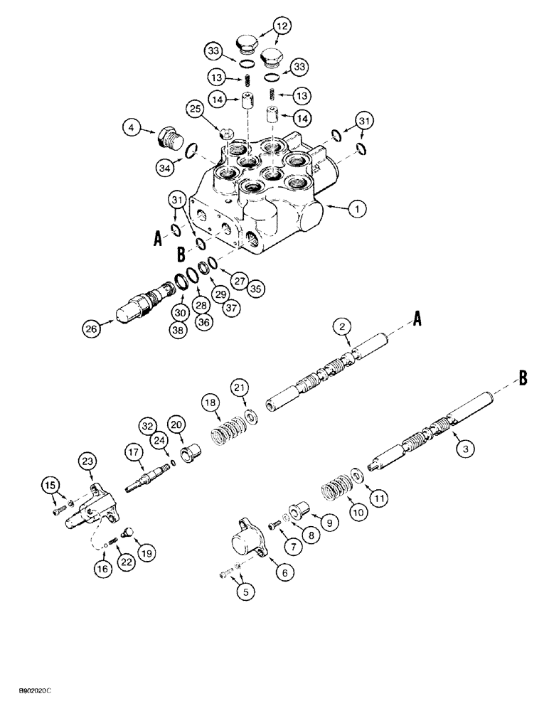 Схема запчастей Case IH 1818 - (8-12) - LOADER CONTROL VALVE (08) - HYDRAULICS