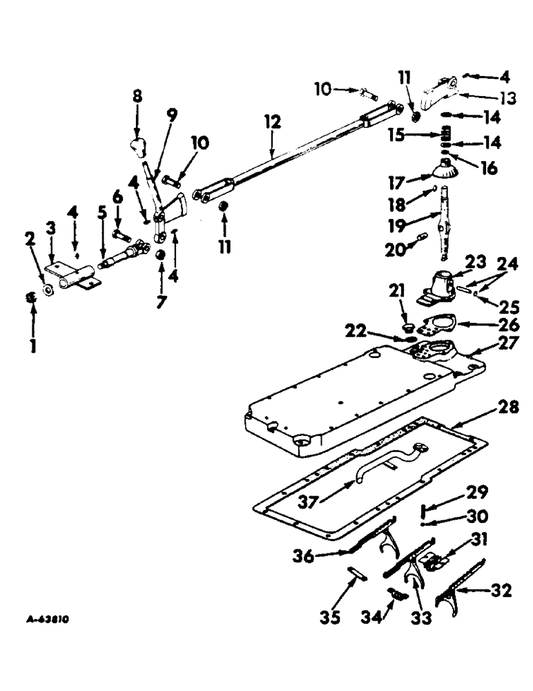 Схема запчастей Case IH 460 - (108) - REAR FRAME & DRIVING MECHANISMS, GEAR SHIFT MECHANISM & REAR FRAME COVER Rear Frame & Driving Mechanisms
