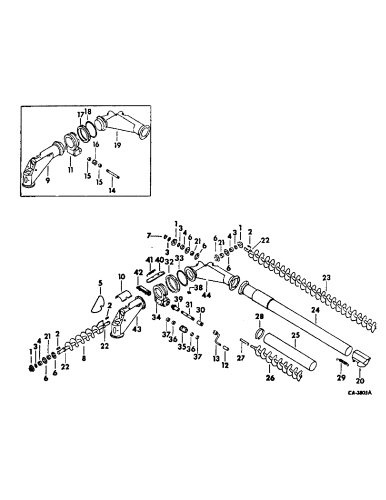 Схема запчастей Case IH 950 - (C-23) - UNLOADING AUGER AND EXTENSIONS, 7 IN. AUGER AND 8 IN. TUBE 