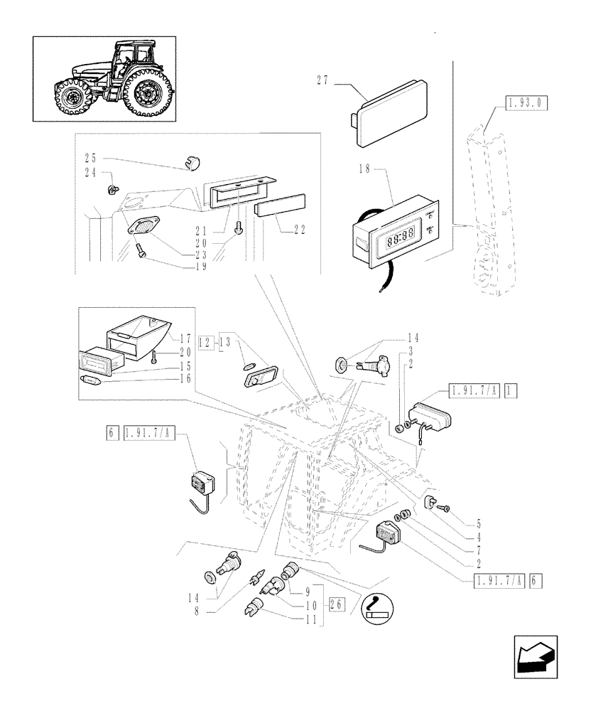 Схема запчастей Case IH JX1080U - (1.91.7[01]) - CAB - LIGHTING & PARTS (10) - OPERATORS PLATFORM/CAB