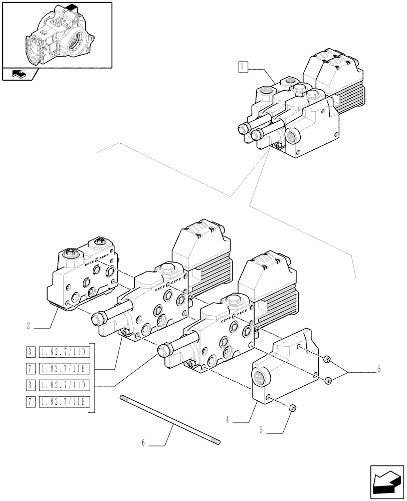 Схема запчастей Case IH PUMA 140 - (1.82.7/11A) - ELECTRONIC MID MOUNTED VALVES 2 SLICE - BREAKDOWN (VAR.330560-332821-334821) (07) - HYDRAULIC SYSTEM