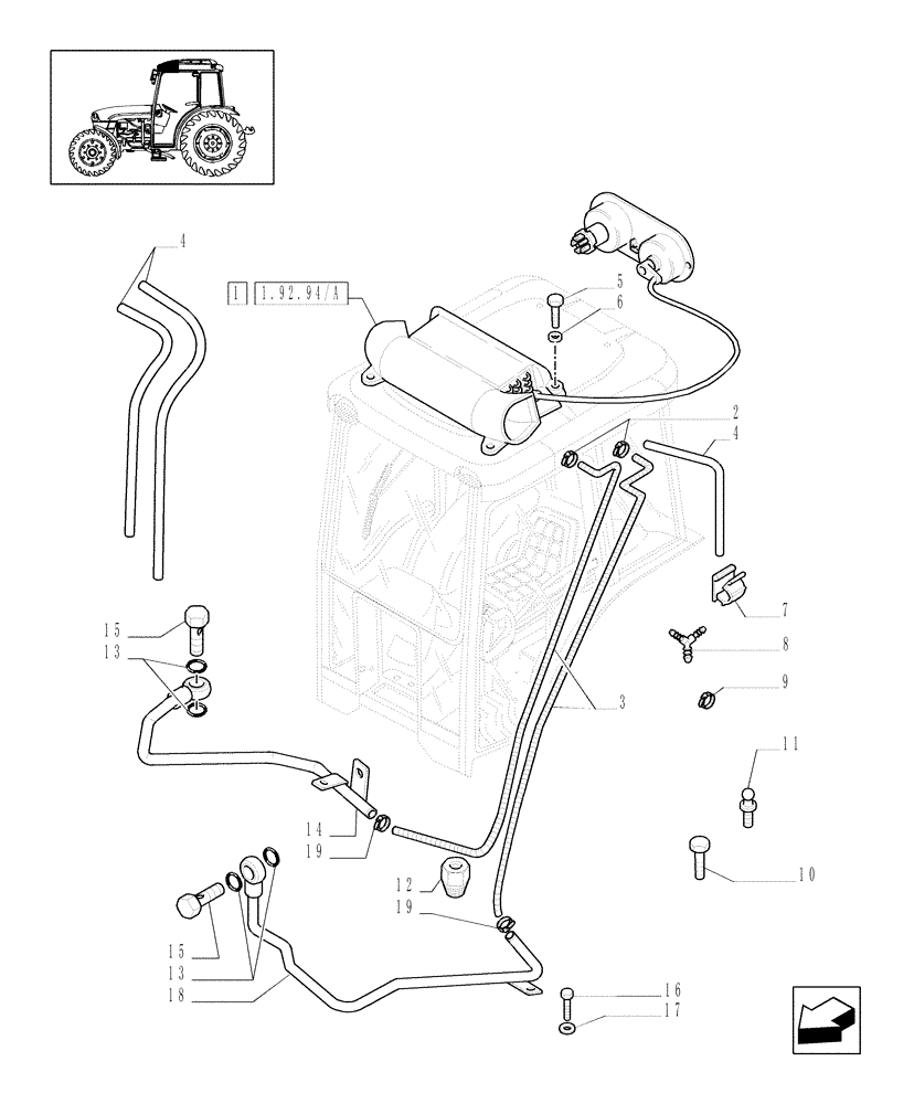 Схема запчастей Case IH JX1085C - (1.92.94[03]) - CAB - HEATING SYSTEM (10) - OPERATORS PLATFORM/CAB