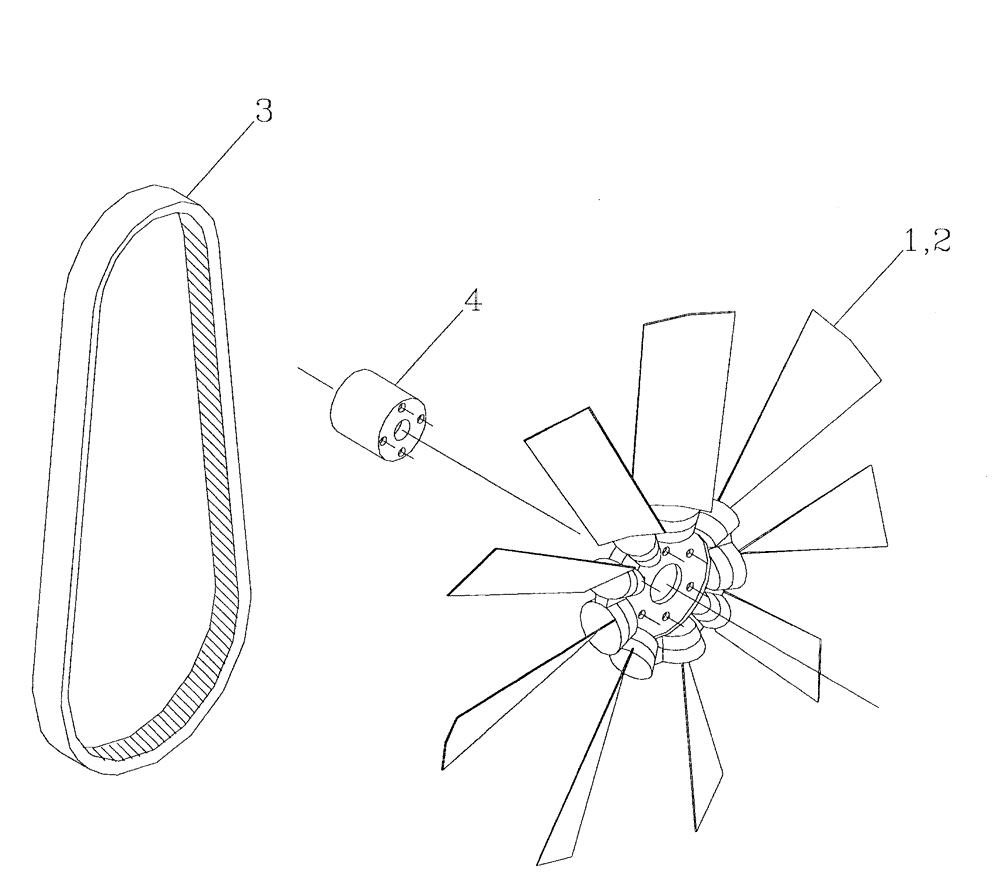Схема запчастей Case IH 7700 - (C02[04]) - COOLING FAN AND DRIVE BELT {6CT} Engine & Engine Attachments