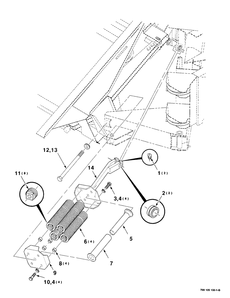 Схема запчастей Case IH 8220 - (7-26) - FLOTATION SPRING ASSEMBLY, 35 FOOT ONLY (58) - ATTACHMENTS/HEADERS