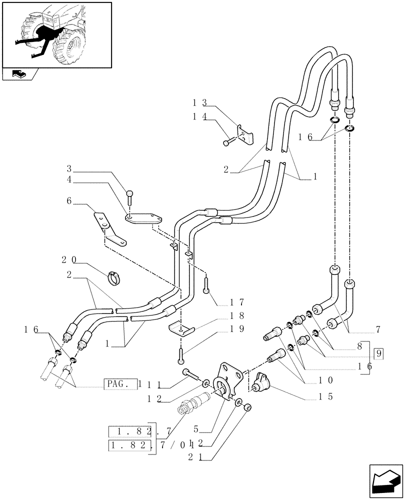 Схема запчастей Case IH PUMA 140 - (1.81.9/05[02]) - 4 HYDRAULIC FRONT COUPLERS FOR NON INTEGRATED FRONT HPL - C6335 (VAR.330172) (07) - HYDRAULIC SYSTEM