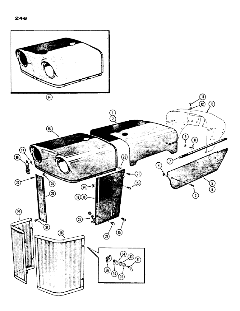 Схема запчастей Case IH 530 - (246) - HOOD, GRILLE AND PANELS-530 (09) - CHASSIS/ATTACHMENTS