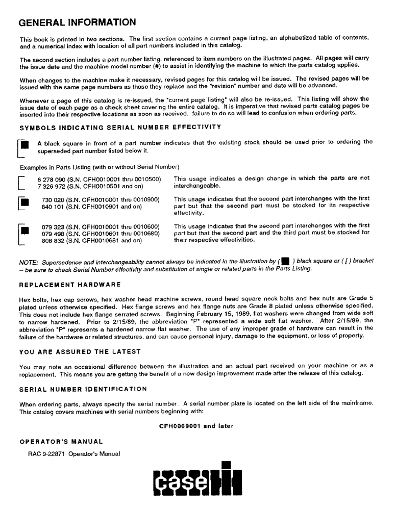 Схема запчастей Case IH 8750 - (1-1) - GENERAL INFORMATION (Jun 4 2002 12:01:00.0568 PM) (00) - GENERAL & PICTORIAL INDEX