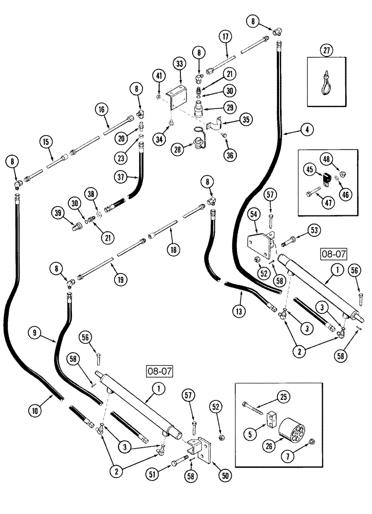 Схема запчастей Case IH 1020 - (08-02) - REEL FORE AND AFT HYDRAULIC SYSTEM - 15.0, 16.5, 17.5 AND 20.0 FOOT (08) - HYDRAULICS